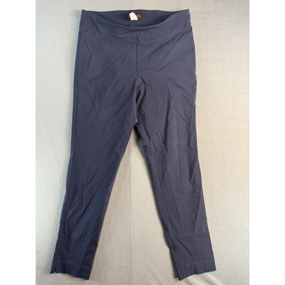 Krazy Larry Pants Womens 14 Blue Ponte Ankle Slim Tapered Pull On Stretch Casual